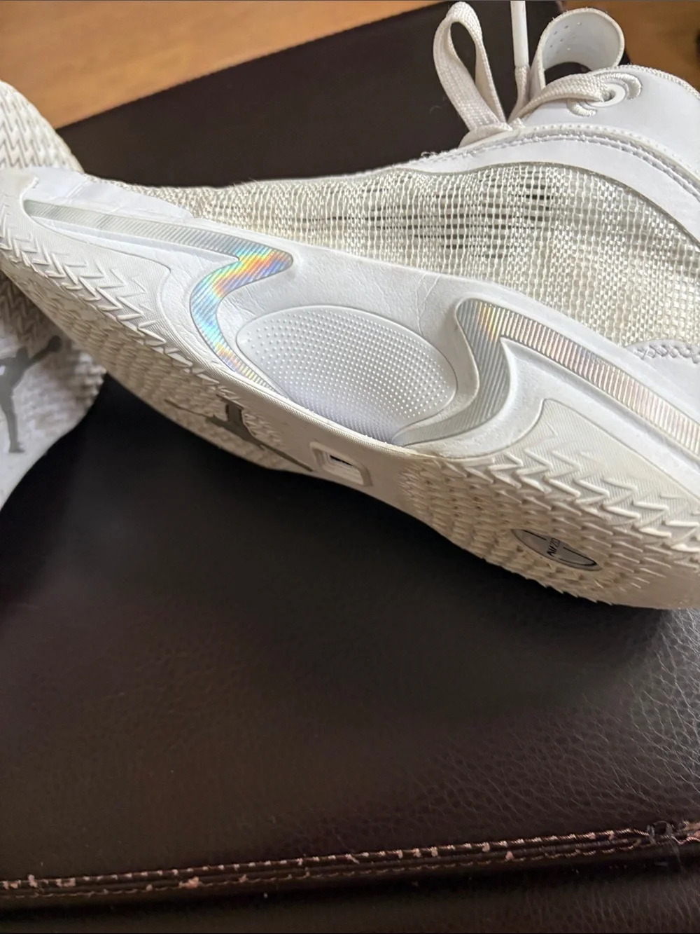 Jordan All-White Mesh and Leather High-Top Sneakers